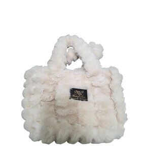Minky Couture Designer Blankets Ivory Faux Fur Luxury Handbag With Snap Closure
